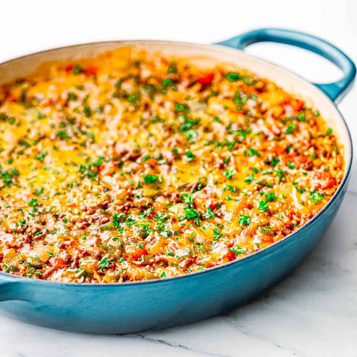 Mexican beef and rice skillet recipe.