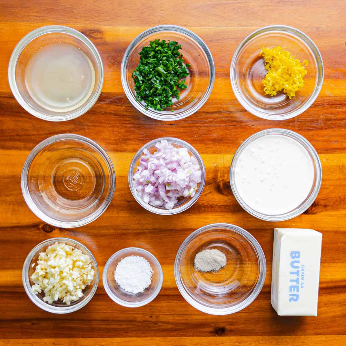 ingredients for lemon butter sauce.