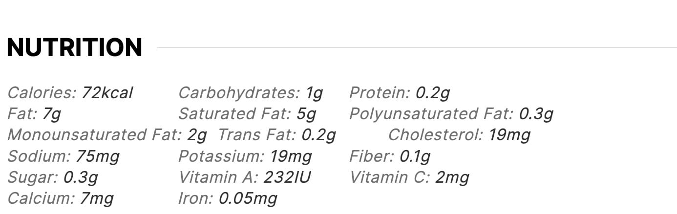 lemon butter nutrition facts.