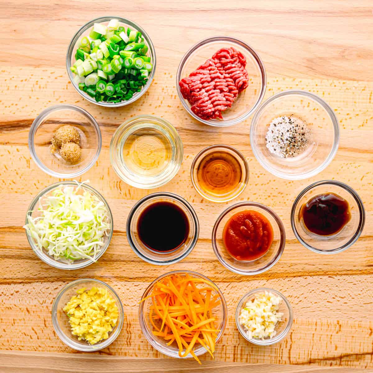 ingredients for cabbage stir fry.