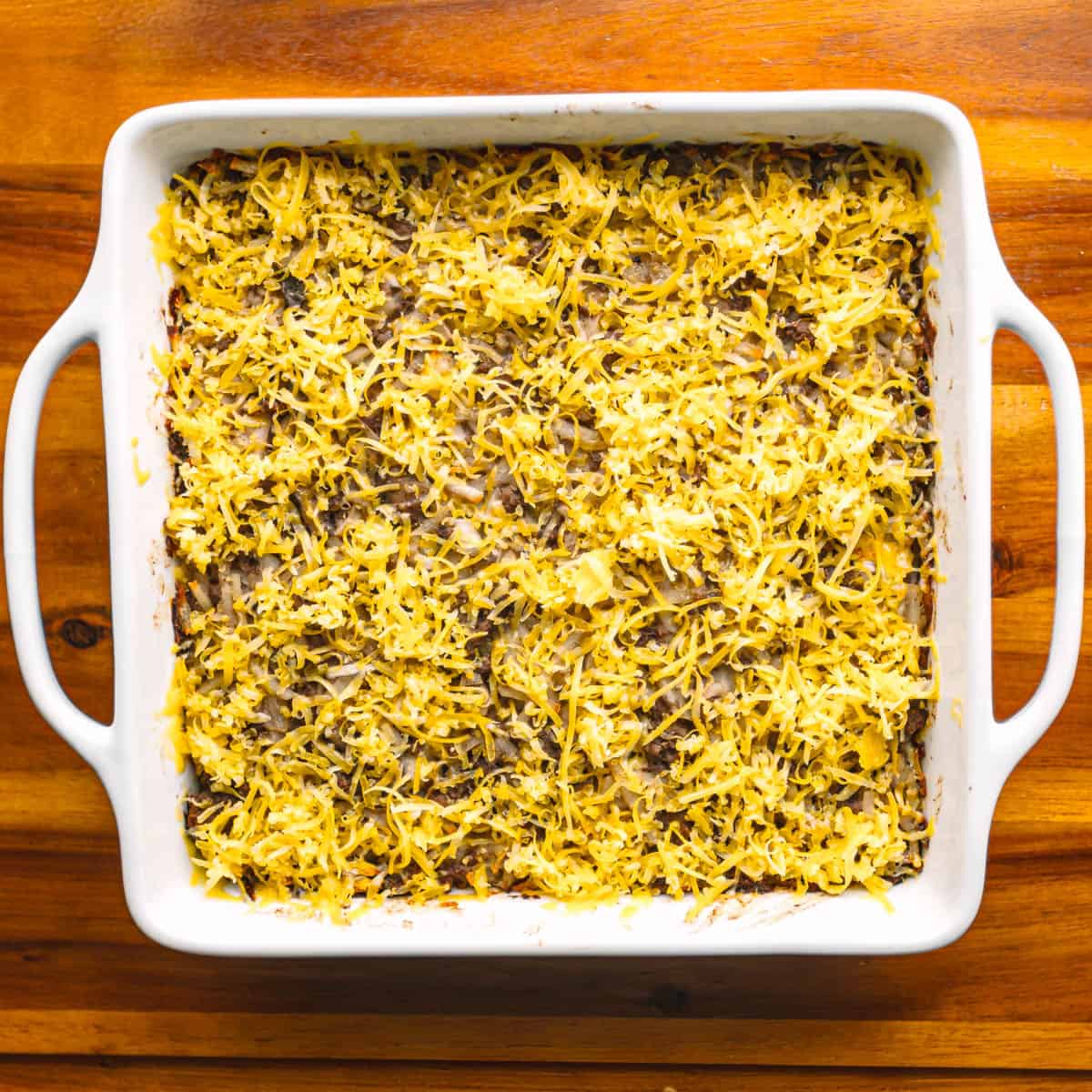 Transfer the mixture to a baking dish and bake for around 45 minutes, or until the hash browns are cooked through and tender.