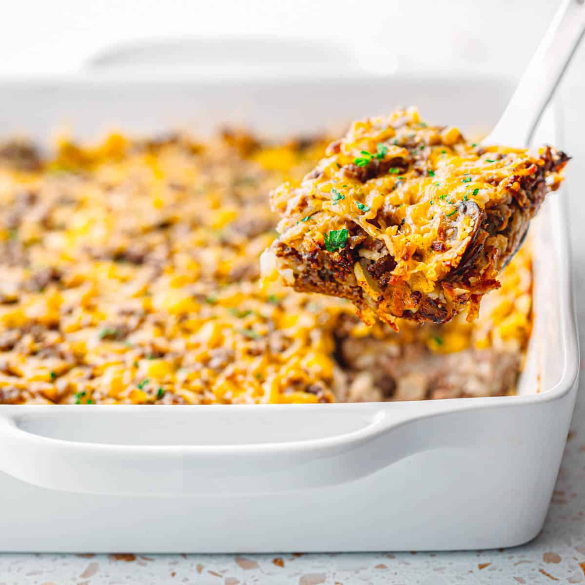 Hamburger Hash Brown Casserole recipe.