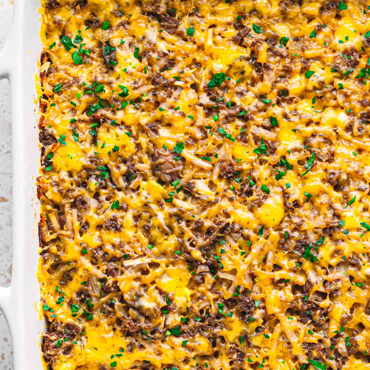 Hamburger Hash Brown Casserole recipe.