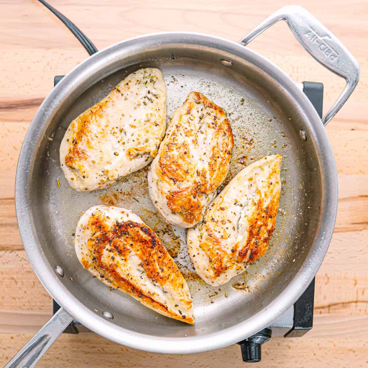 browning chicken breasts. 