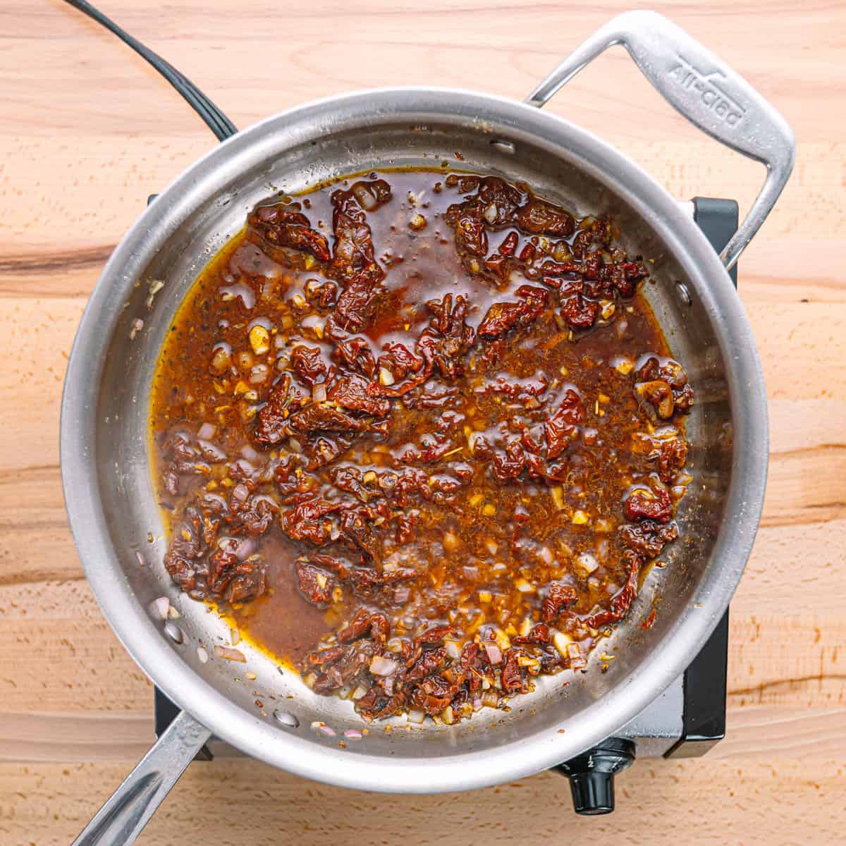 deglazing with chicken broth.