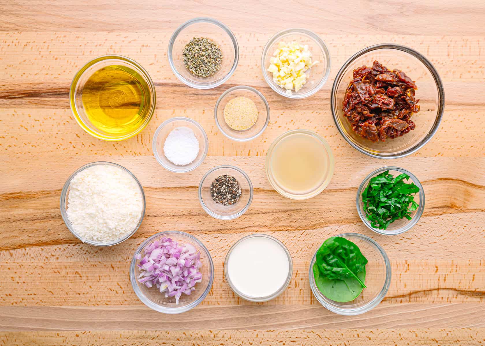 Ingredients for tuscan chicken.