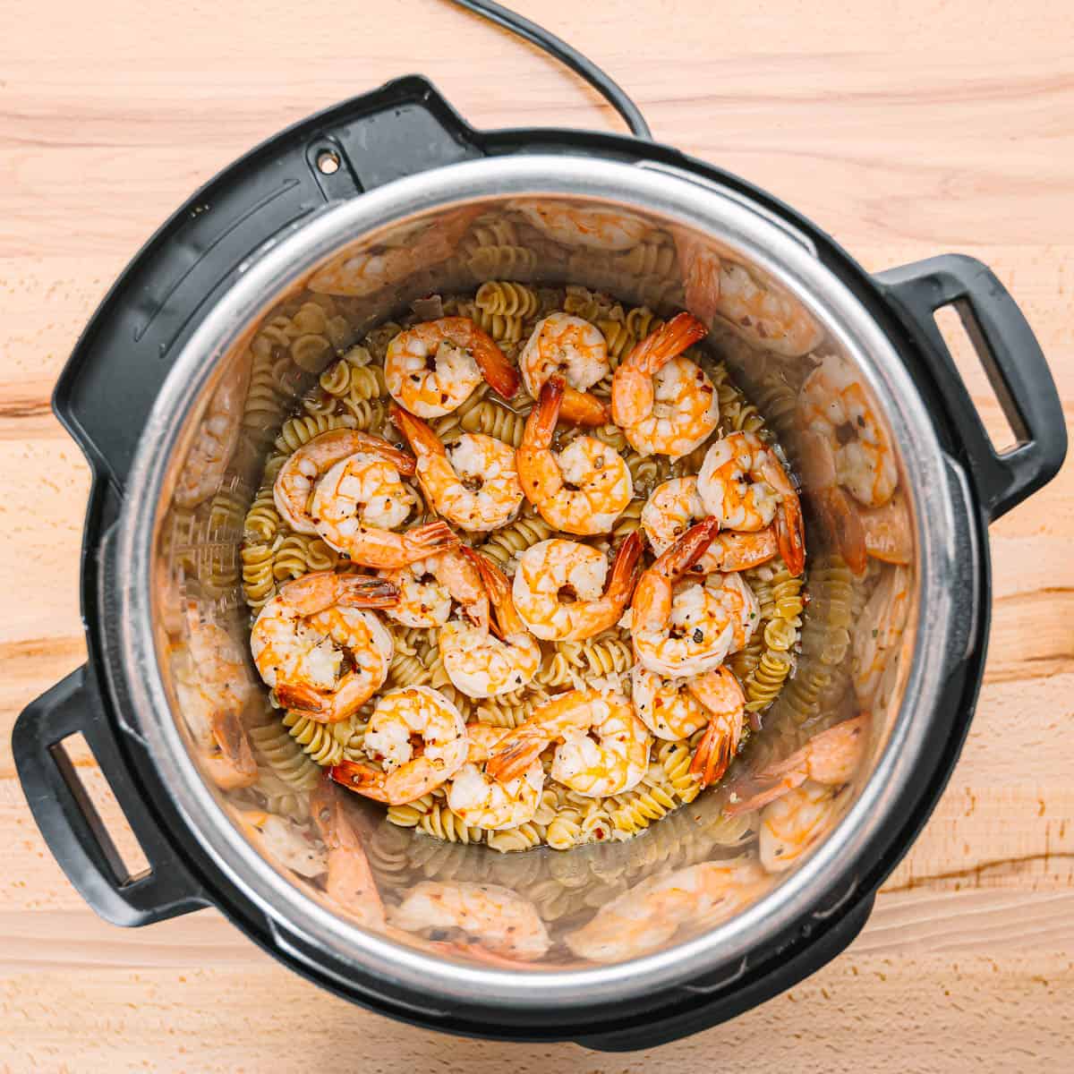 cooked shrimp and pasta in an instant pot. 