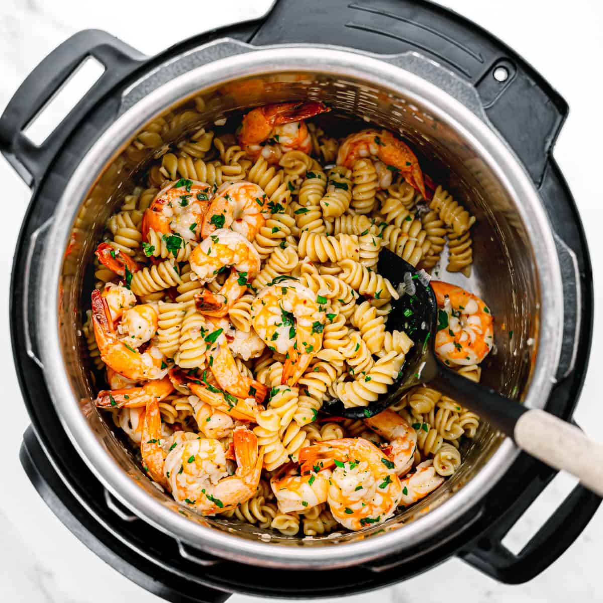 instant pot shrimp scampi with rotini. 