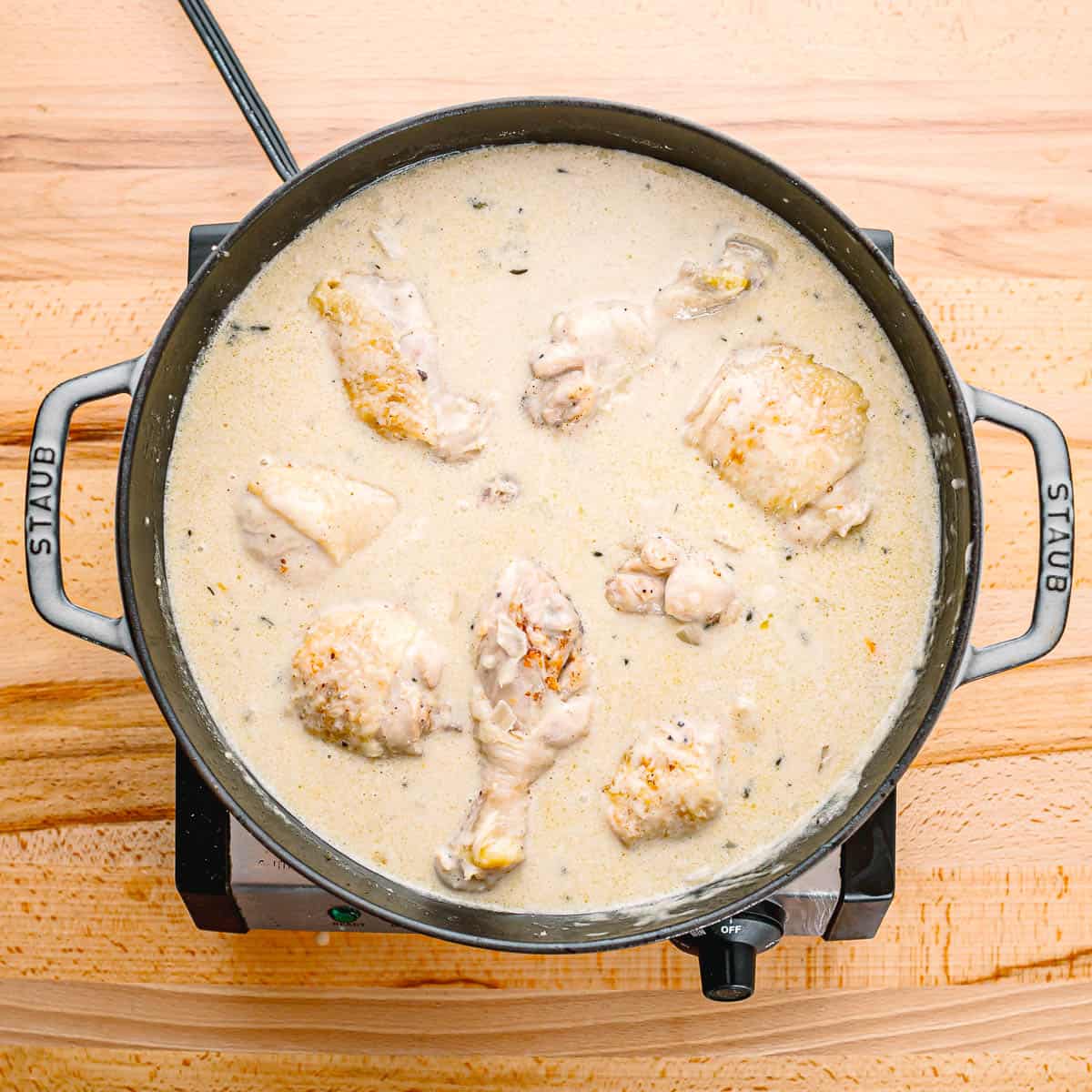 chicken in a creamy sauce.