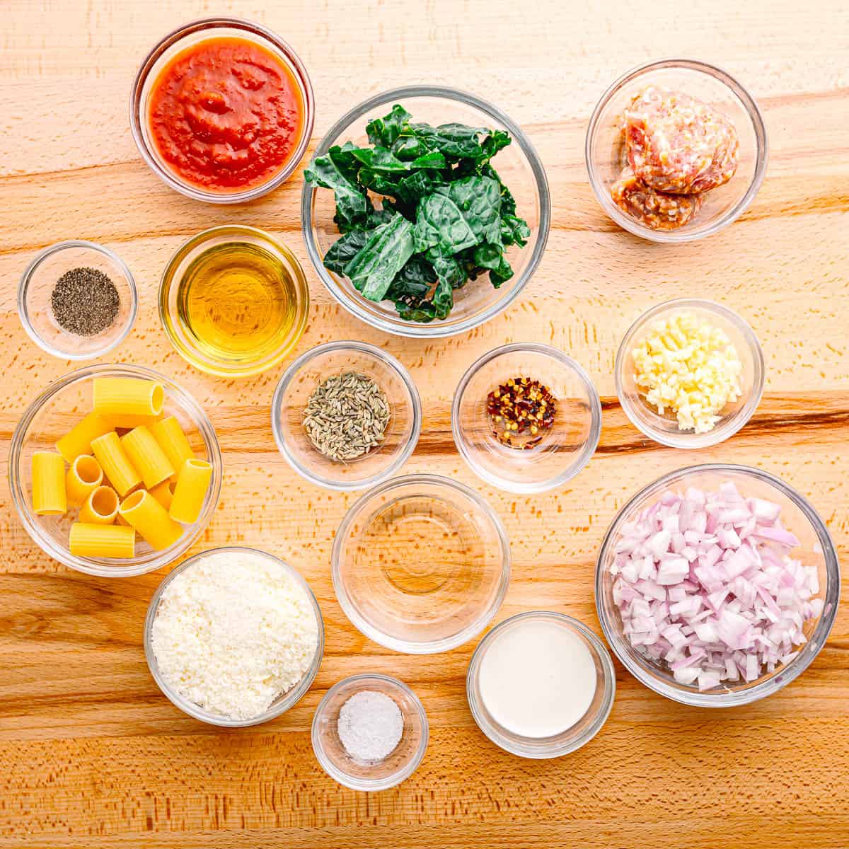  what you’ll need to make your Kale and Sausage Pasta.