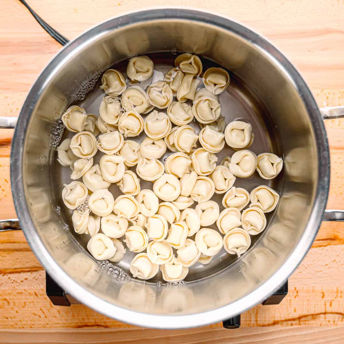 cooking tortellini.