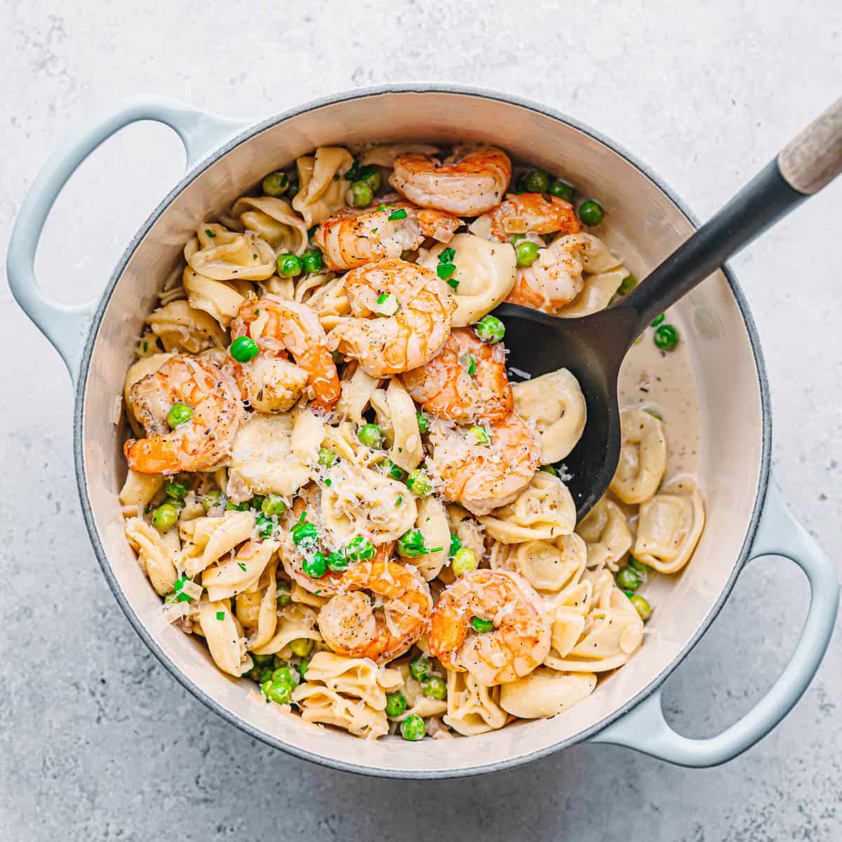 Easy Creamy Shrimp and Tortellini Recipe.