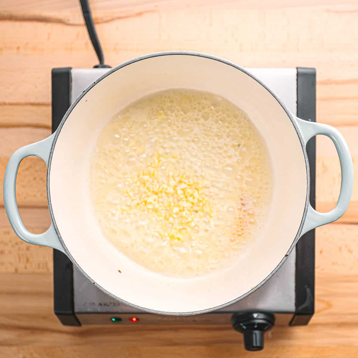 sauteiing minced garlic. 