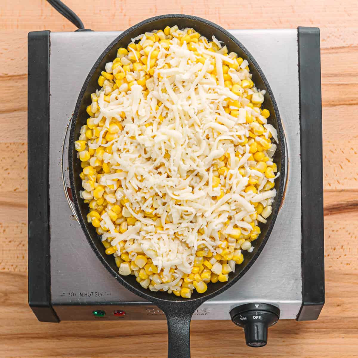 baking corn with cheese.