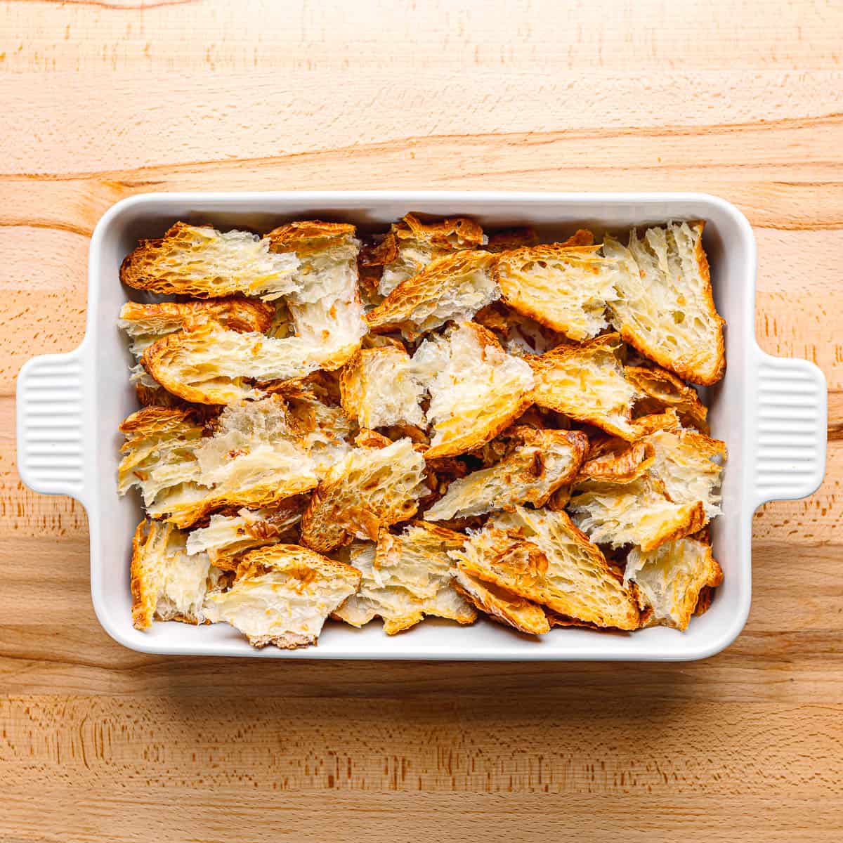 croissant in a baking dish.