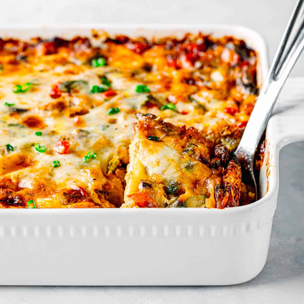 Croissant Breakfast Casserole with Sausage.