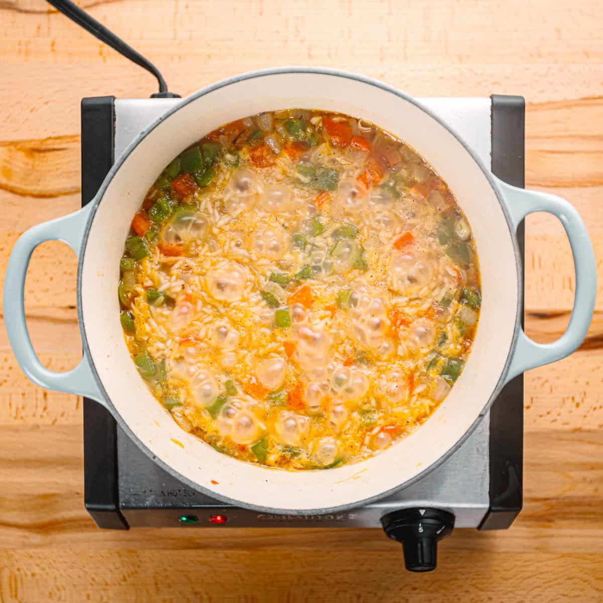 boiling water to cook rice.