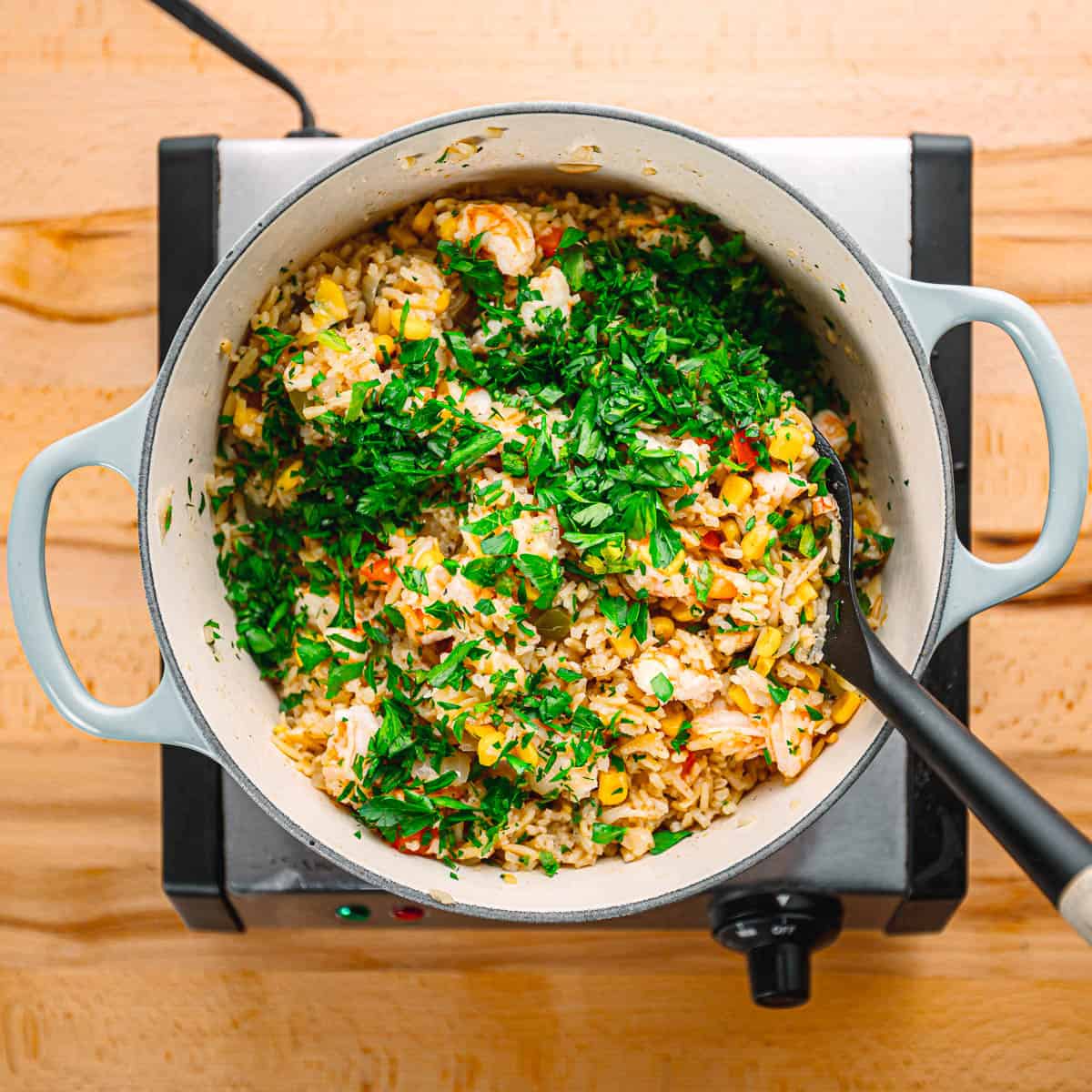 add parsley to rice.