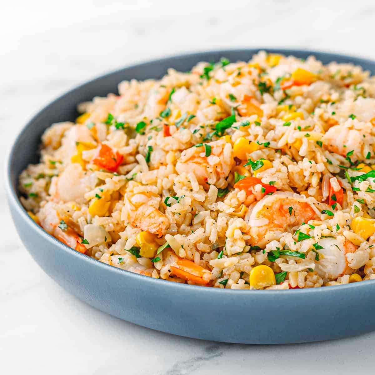 shrimp rice pilaf with veggies.