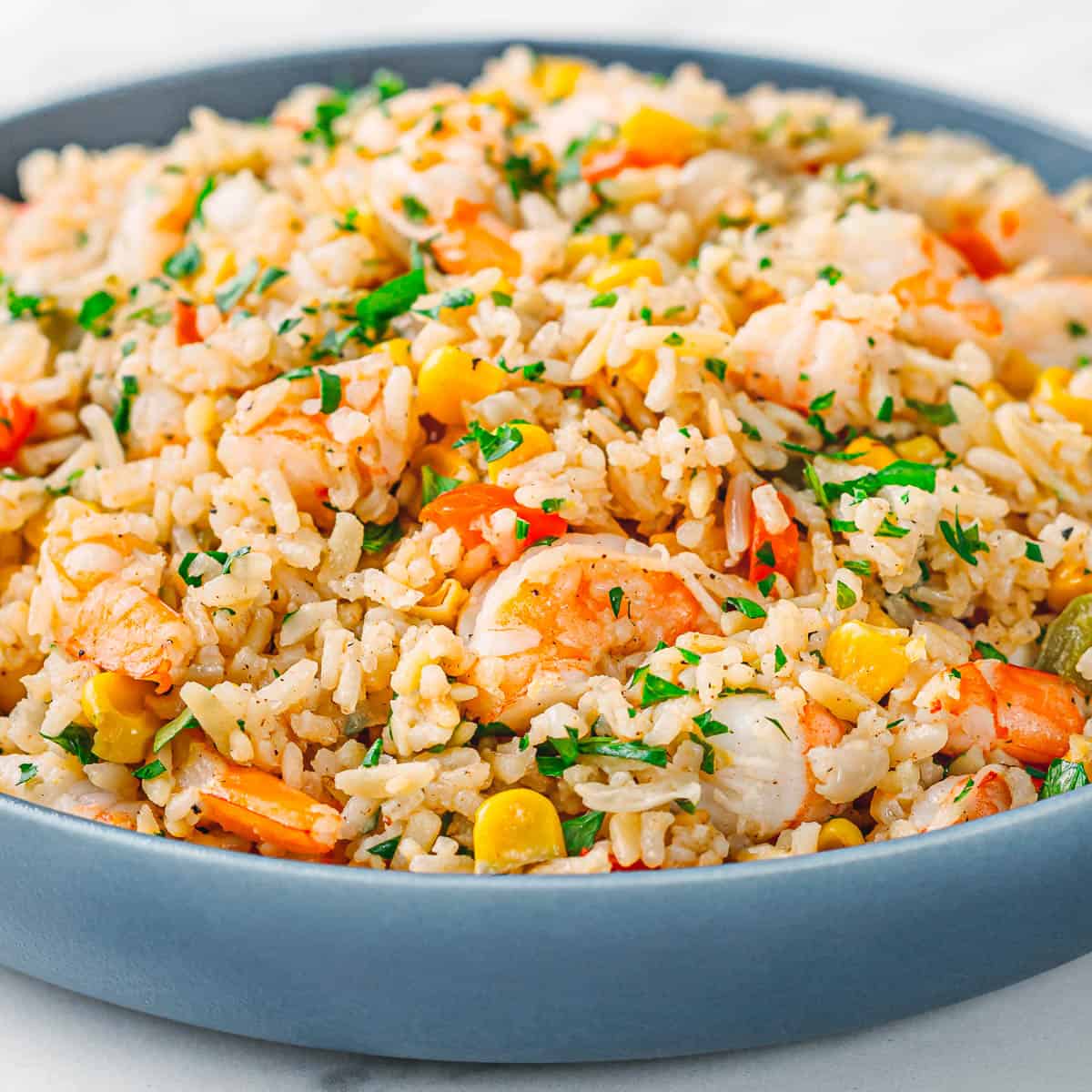 shrimp rice pilaf with veggies. 