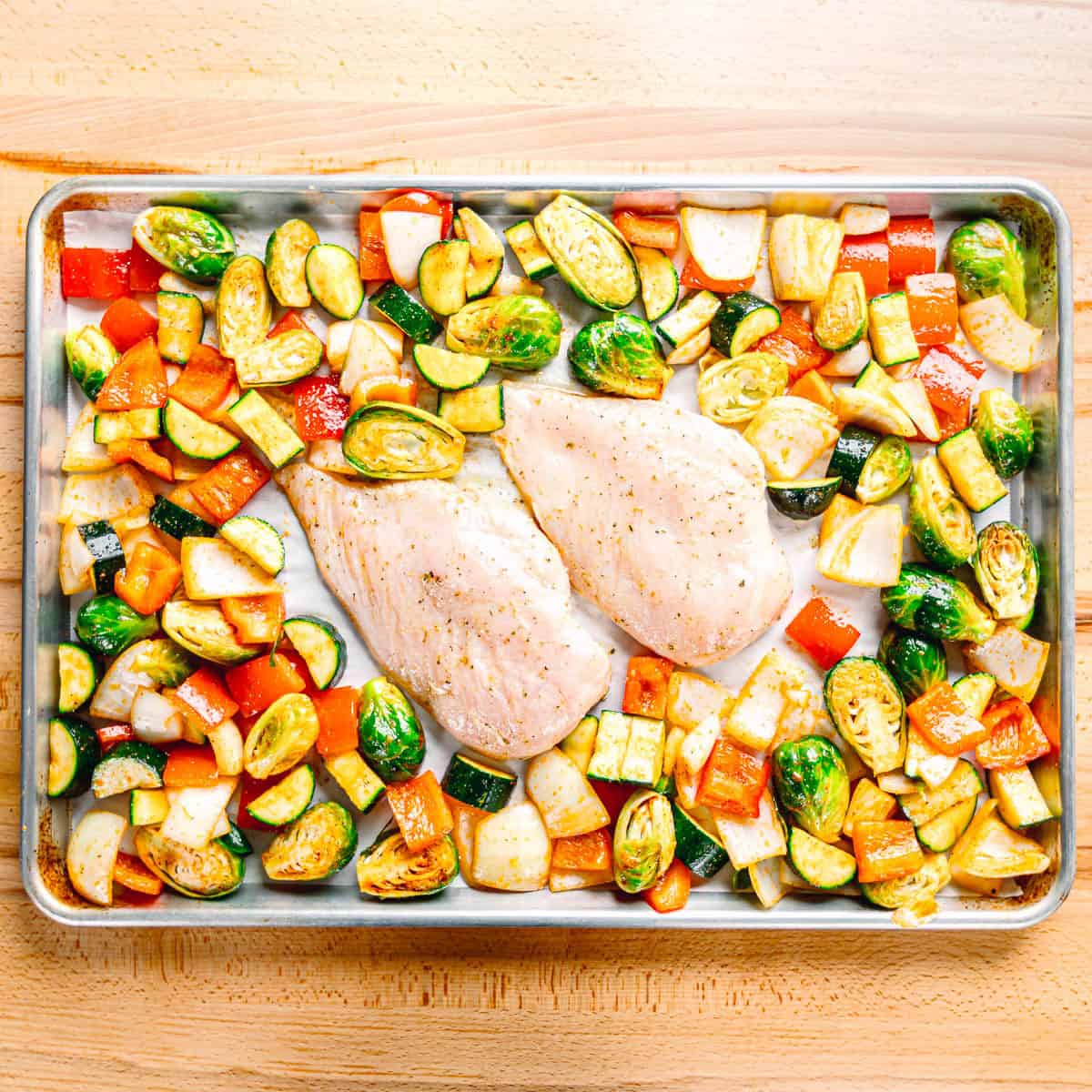 roasting chicken and veggies. 