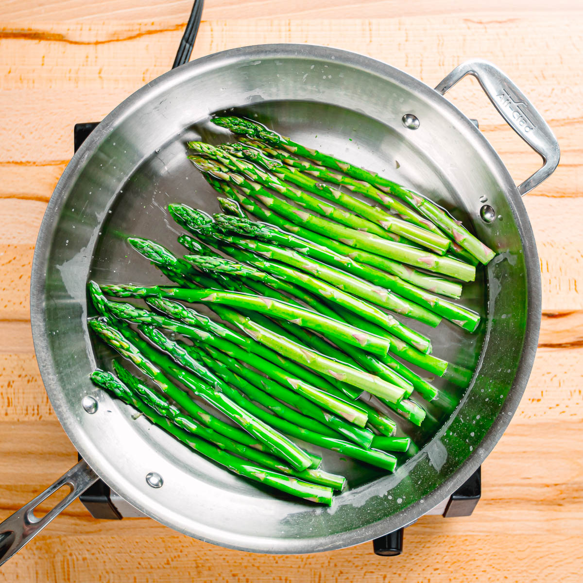 blanching asparagus. 