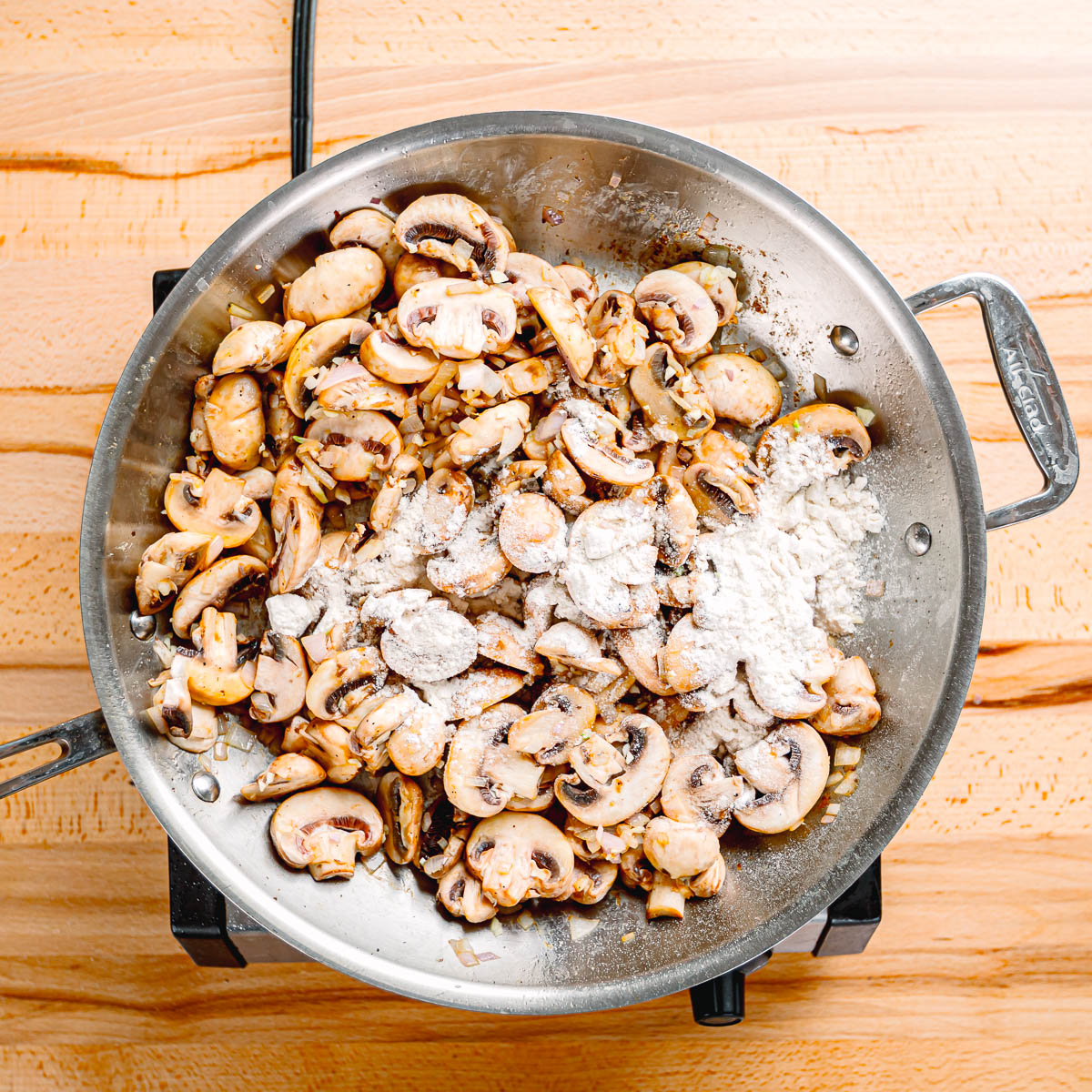 sautéing mushrooms.