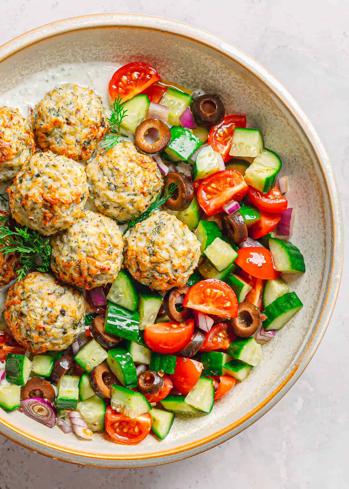 Greek meatballs with ground chicken. 
