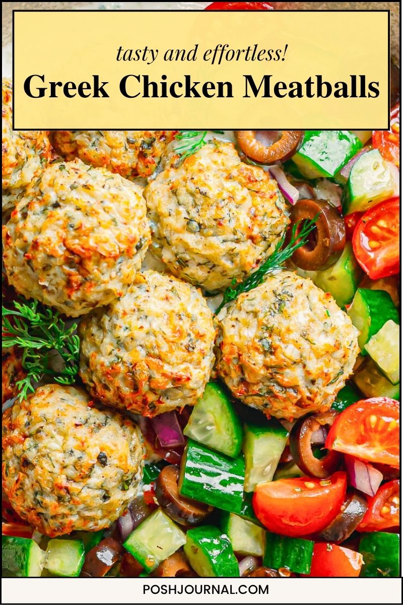 baked greek chicken meatballs.