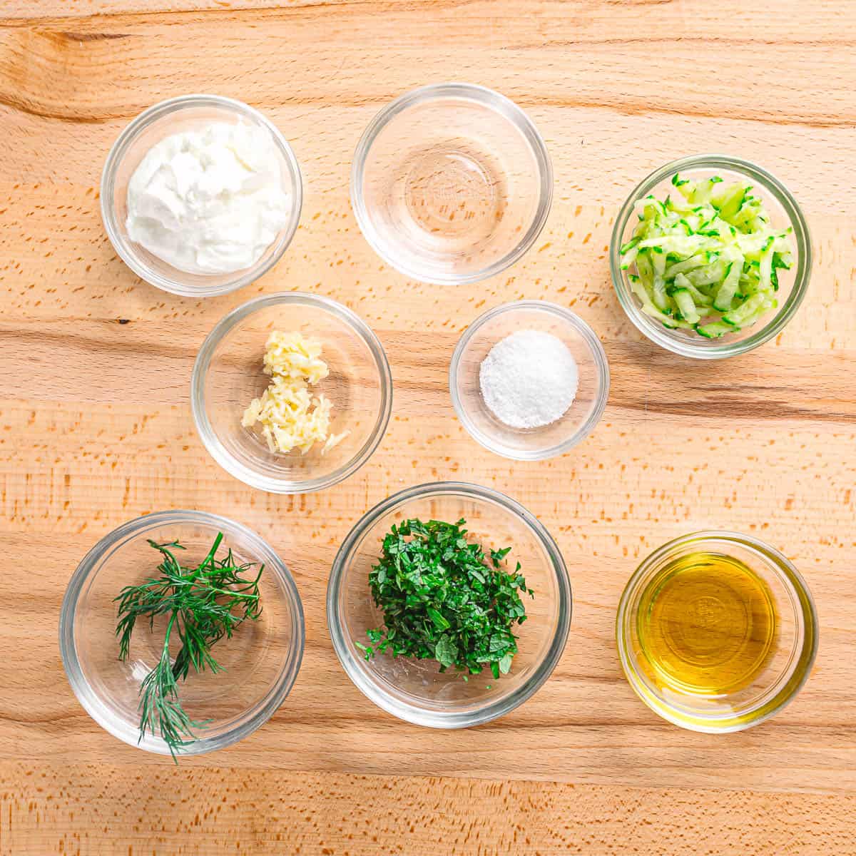 ingredients for tzatziki sauce. 